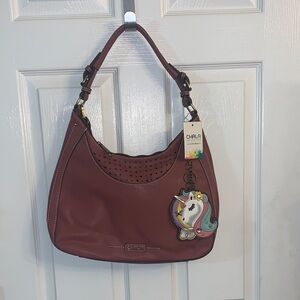 Chala Brown Shoulder Bag with Unicorn Charm